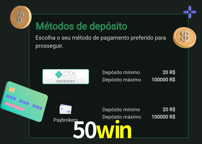 O cassino 50win oferece uma grande variedade de métodos de pagamento